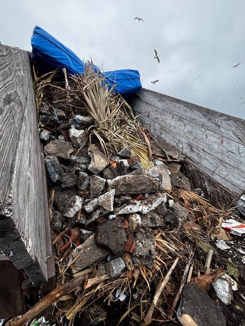 Brick and concrete debris loaded in trailer