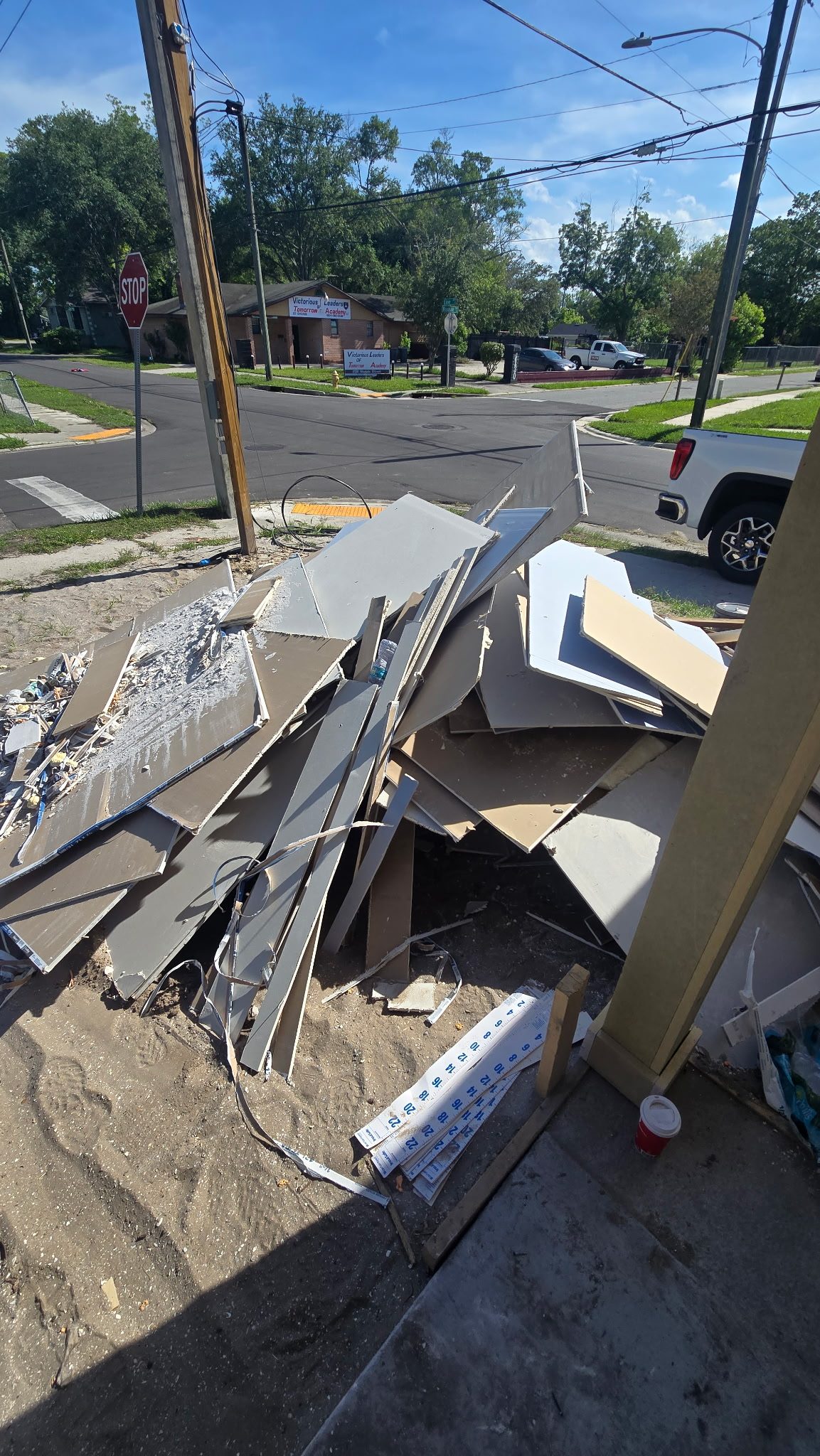 Drywall debris curbside pickup
